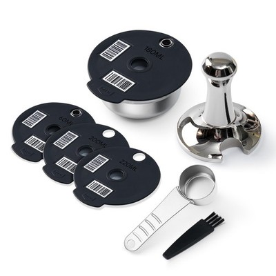Stainless Steel Reusable Pods for Tassimo Coffee Maker with 4 Black Silicone ...