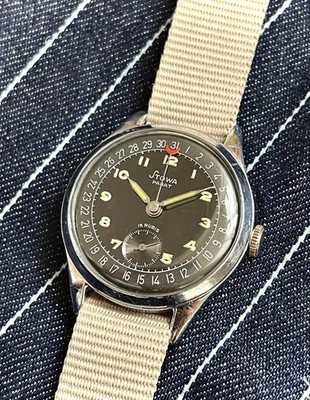 Stowa Parat Pointer Date 1950s Black Mirror Dial Osco Cal.42 Serviced Vintage