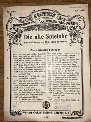 Notenheft Schatz Seiferts Bandonion Akkordeon Die Alte Spieluhr Tango Reisfeld