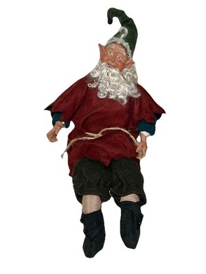 Vintage Magicos Elf - Magic Elf Red & Green Clothes Male Doll 16  Shelf Sitter