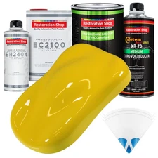 Electric Yellow LOW VOC Urethane Basecoat Paint Quart Kit & European Clear Coat