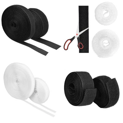 MUMBI Klettband zum aufnähen 20/50mm breit Klettverschluss Set Schwarz/Weiß 1-25m lang