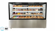 72" Refrigerated Display Case Curved NSF Listed Deli Case with LED Free Standing