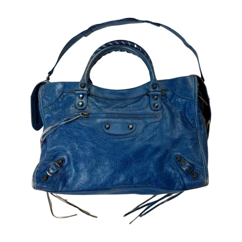 Echte Balenciaga The City 115748 Vintage 2-Wege Schultertasche Handtasche blau Leder - Bild 7 von 7
