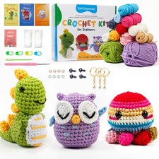 Crochet Kit for Beginners, Animal with Video small, Multicolor