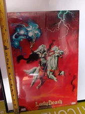 NOS Vintage 1996 Lady Death riding Vassago Poster 11" x 17" CHAOS! Comics