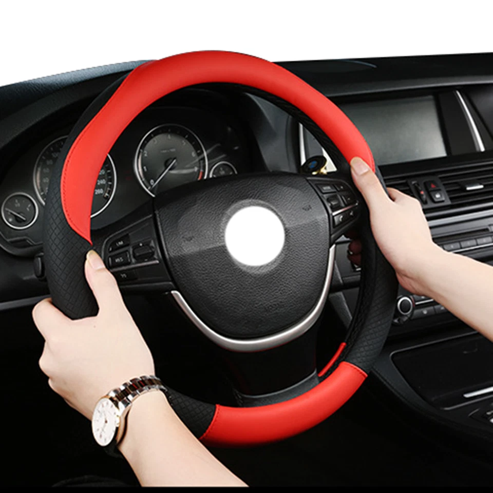 15" Car Steering Wheel Cover Microfiber Leather For Honda Civic / Accord / CR-V - Image 2 of 4