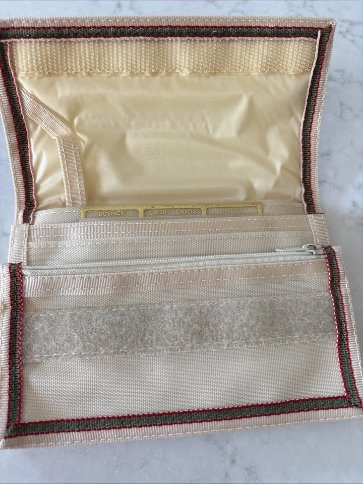 Vintage 90's Levi's Tan Orange Nylon Wallet 6"X4" Tan Tab Mirror 3 Compartments - Image 2 of 4