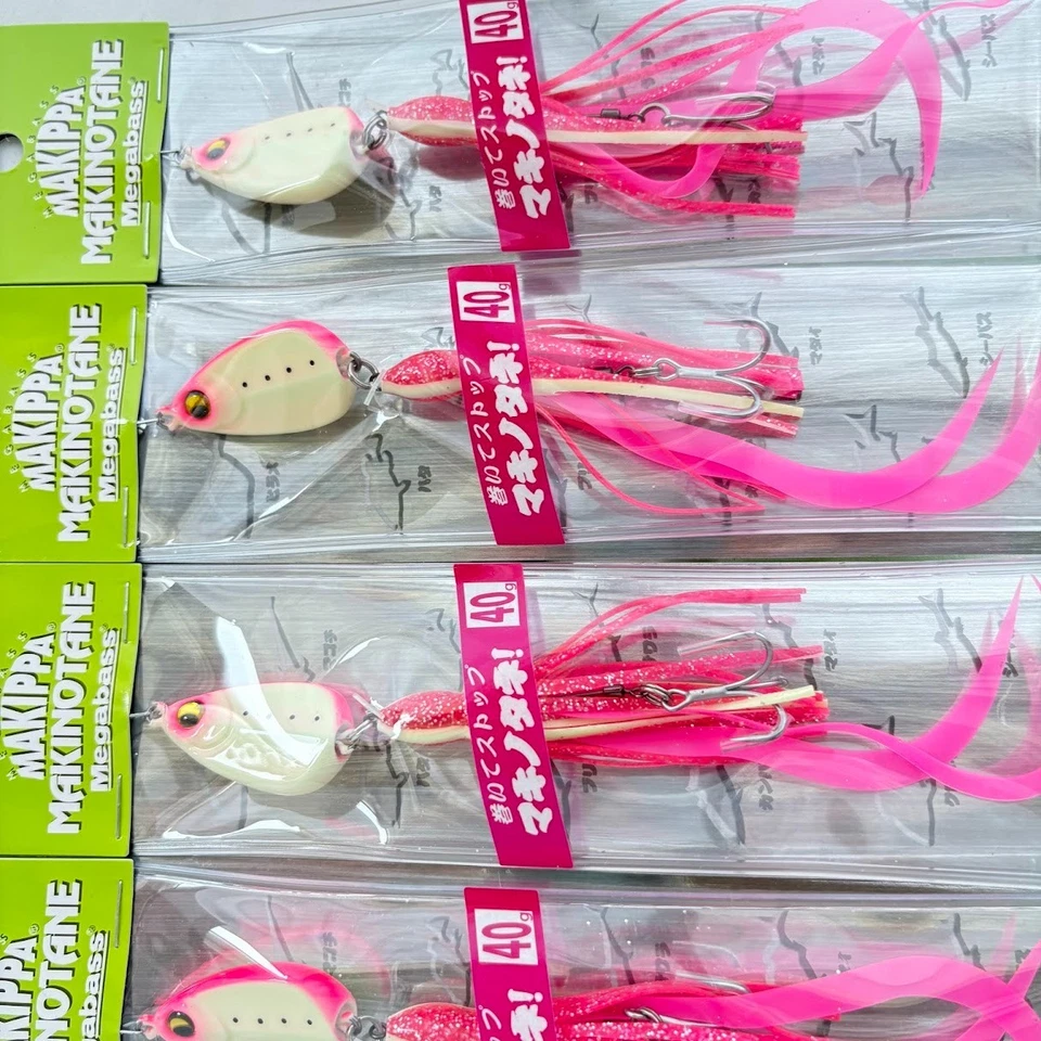 Набор из 8 приманок Megabass Makippa Octpine 30 г/40 г Inchiku Jig розовое свечение Япония - Изображение 4 из 4