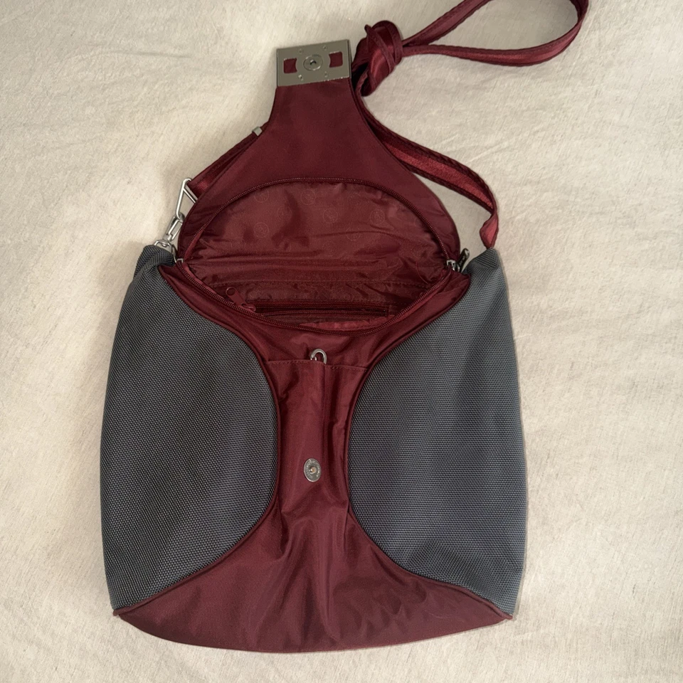 Pacsafe Dailysafe H200 Anti Theft Crossbody Sling Bag Travel Burgundy/Gray - Image 2 of 4