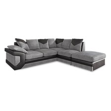Right Hand Facing Sofa Soft Jumbo Cord Dino Grey Corner with footstool Set