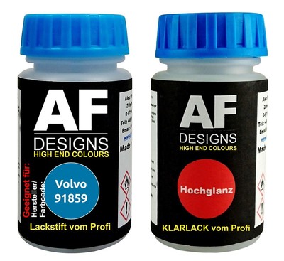 Lackstift für  Volvo 91859 Pelican Blue Metallic  + Klarlack je 50ml Autolack Ba