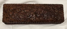 Kashmir Walnut intricate wooden velvet lined Jewellery Box