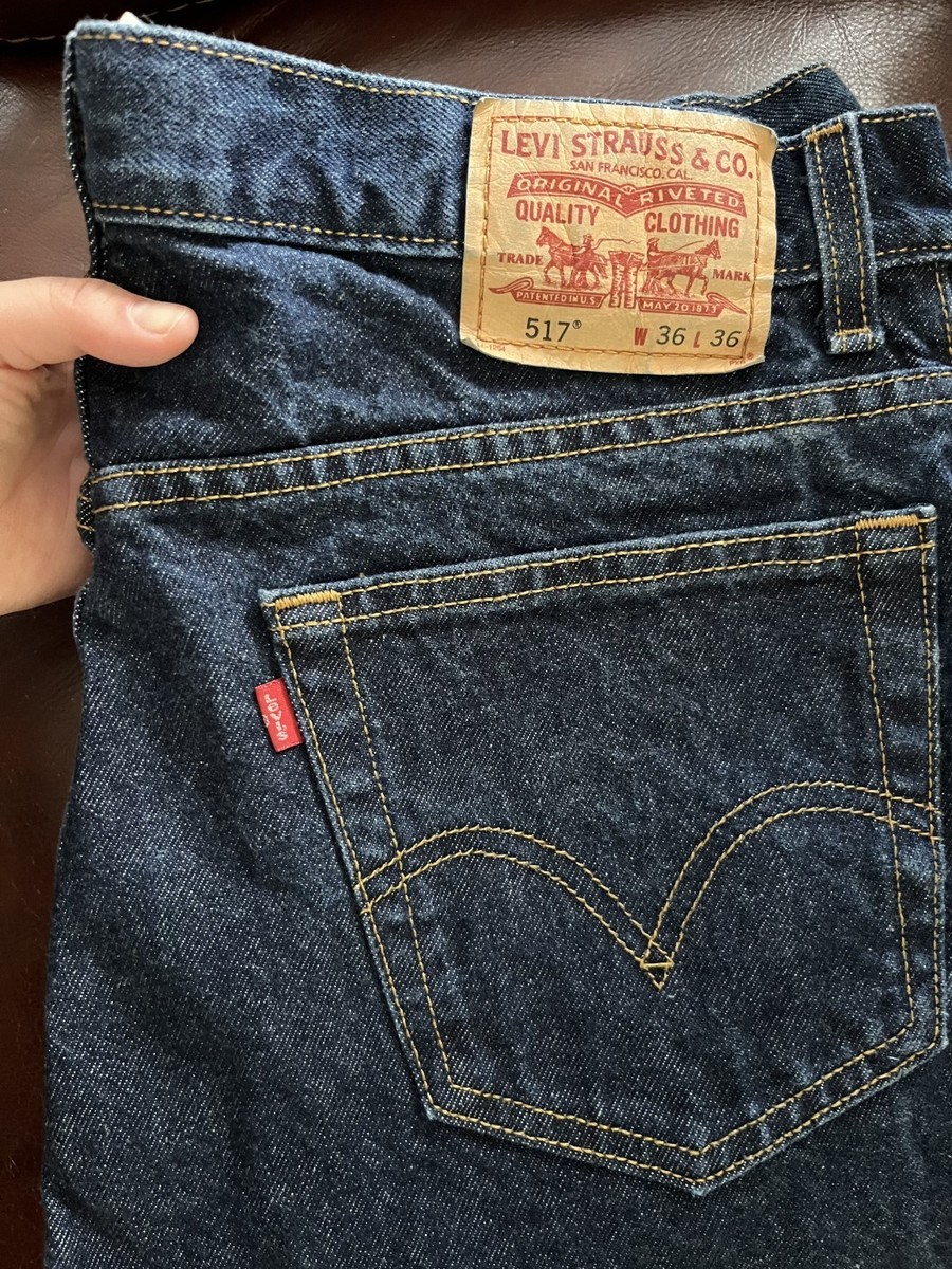 Levis 517 Bootcut Jeans Mens 36x36 Medium Blue Rigid Denim New