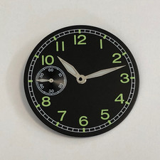 38.9mm Pilot Black Watch Dial Green Lume for ETA6498 ST3621 Movement Accessories
