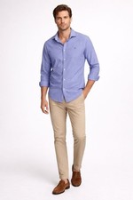 OSCAR DE LA RENTA Tailored Fit Blue Dress Shirt 100% Cotton Button Front LARGE