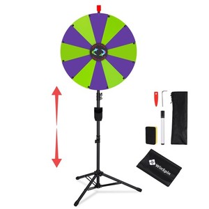 WinSpin 24" Floor Stand Modular Prize Wheel w/ 12 PCS Backup Panels Purple Green