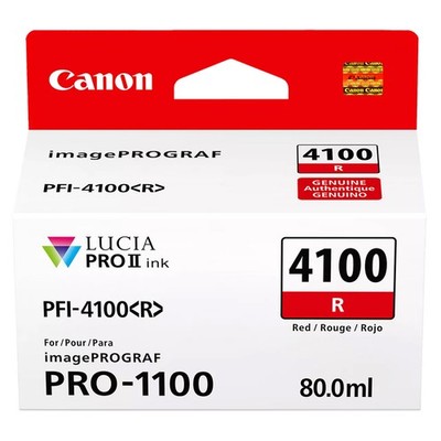 Canon PFI-4100 80ml Pigment Ink Tank for imagePROGRAF PRO-1100 Printer, Red