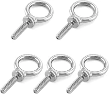 QWORK Eye Bolt, 5 Pack 1/4" - 20 X 1" Marine Grade Stainless Steel Lifting Ring