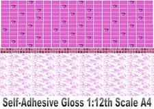 Dolls House Wallpaper Self-Adhesive Mauve Rose Split Design Tiles Landscape