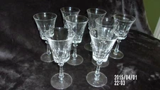Set of 7 Elegant Crystal Clear Glass Stemmed Wine Goblet/Thumbprint/EXCELLENT