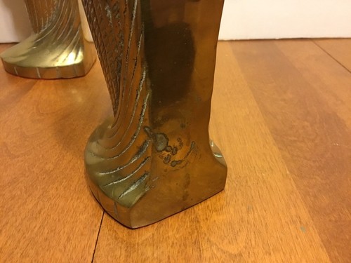Seltenes Vintage Paar ART DECO Pelikan Kranich Buchstützen 9 3/4" hoch Messing schwer - Bild 6 von 17