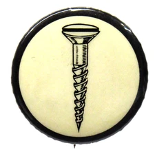 1930's SCREW rebus 1.25" risque humor celluloid pinback button fb