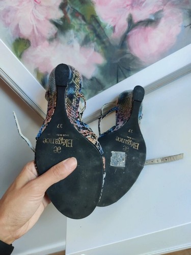 Vintage, retro, Sandals leather, snake imitation, size 37 or 38, sandalen, ae el - Bild 7 von 8