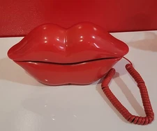 Cartoon Shaped Red Mouth Lip Phone Vintage Wired Telephone Real Corded Landline