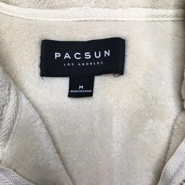 OFF WHITE Felpa uomo Pacsun fuzzy morbida felpa con cappuccio 1 4 zip pullover beige avorio felpa media