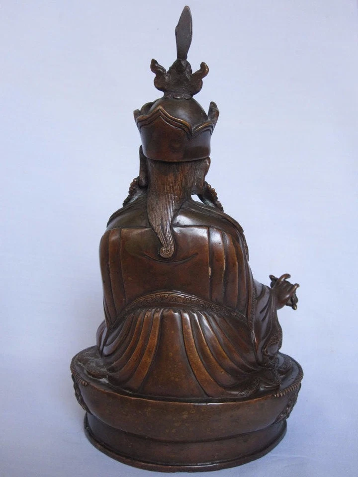 copper BUDDHA LAMA traditional statue hand made carving old ANTIQUE LOOK. - Image 2 of 2