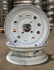 12x4 Steel Trailer Wheel 4 lug on 4 Modular Trailer Rim White 2-Pack