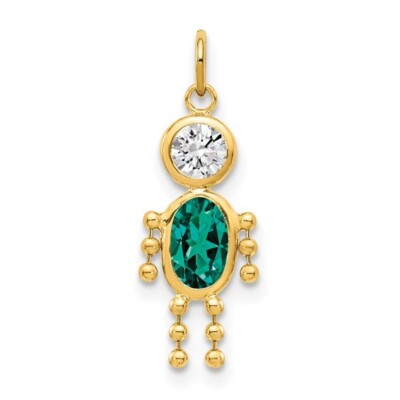 REAL 10K GOLD Birthstone Kids Charms Pendants Boy January to December .7''x .4''