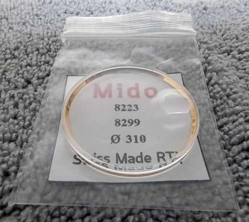 NEW ACRYLIC CRYSTAL WITH GOLD TENSION RING FOR MIDO COMMANDER 8223 , 8229 WATCH - Picture 2 of 4