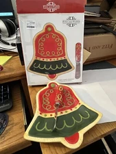 Fitz and Floyd SUGAR COATED CHRISTMAS ~ Cheese Snack Plate & Spreader ~ 7" ~ NIB