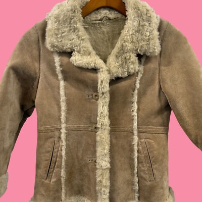 Vintage Y2K Wilsons Suede Leather Shearling Penny Lane Short Coat
