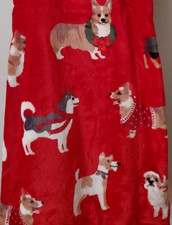 Envogue blanket throw 60x70 - Christmas dogs in holiday gear - red - NEW