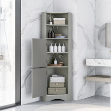 Tall Bathroom Corner Cabinet with Doors Adjustable Shelves, MDF