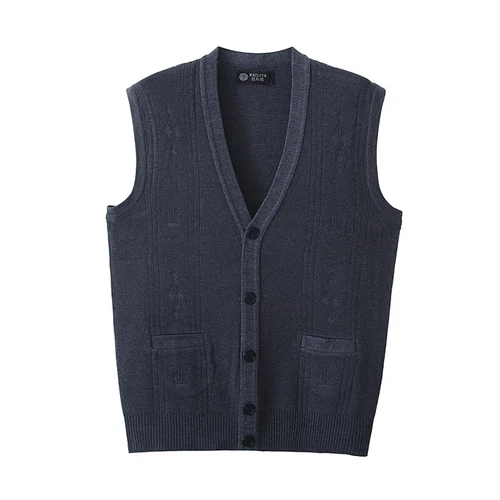 Chaleco de punto para hombre cuello en V sin mangas jersey con botones suéter camiseta sin mangas cárdigan - Imagen 11 de 16