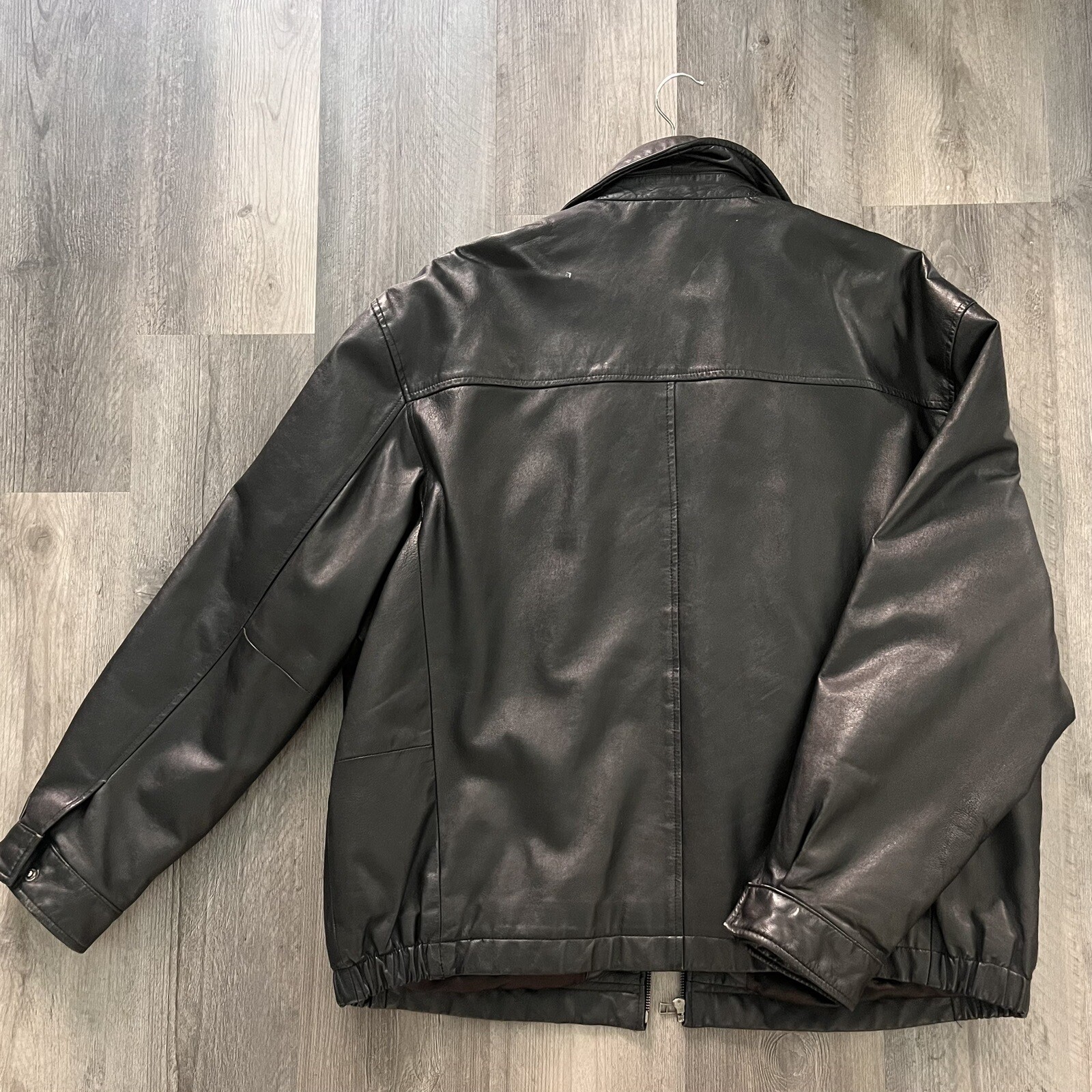 FILA Giacca in pelle Savile Row da uomo 2XL vera pelle nera cerniera intera