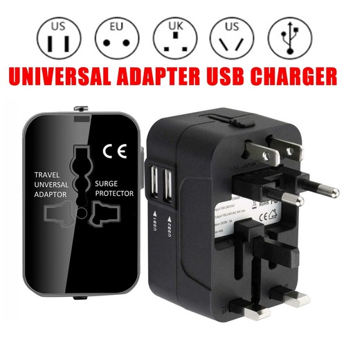 Travel Adapter International Universal 2 USB Charge Ports Converter Plug Charger - Picture 18 of 19
