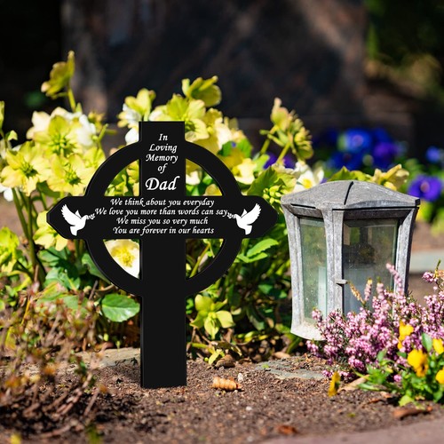 Cross Memorial Stakes Grave Decorations for Cemetery Sympathy Waterproof Meta... - Picture 6 of 8