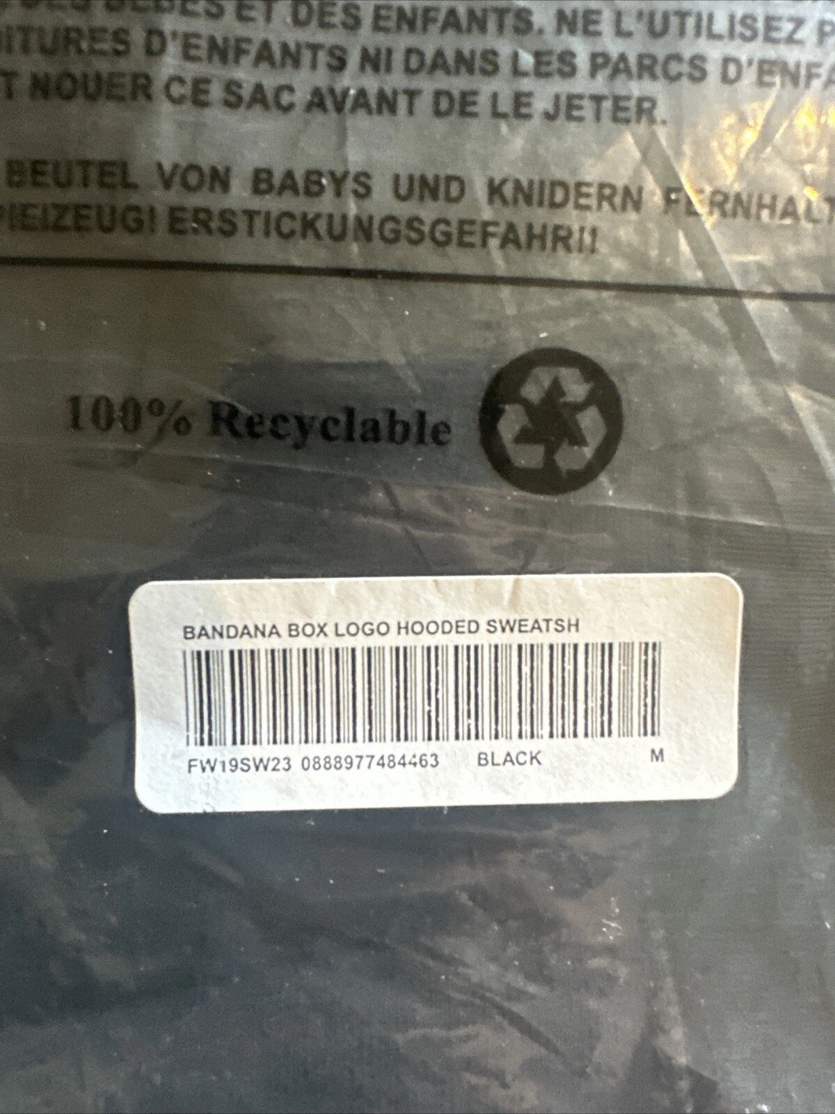 Nuovo Felpa con cappuccio Supreme Bandana Box Logo Bogo NERA FW19 Taglia Medium
