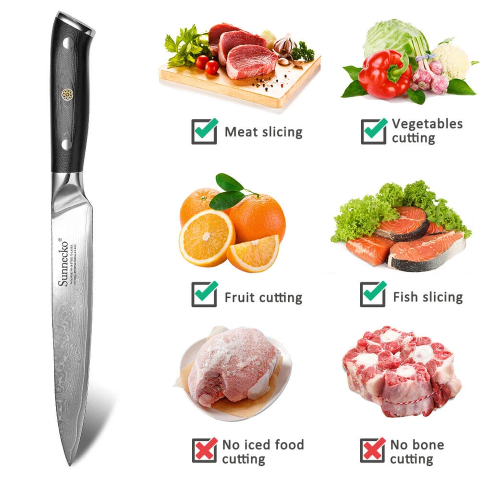 Juego de cuchillos de chef Damasco de precisión de 1-5 piezas para verduras carne Foto 4 de 4