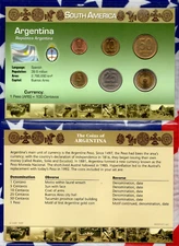 Littleton World Coin Set Argentina 1993-20104 1 Peso 1995 50 Centavos 1993