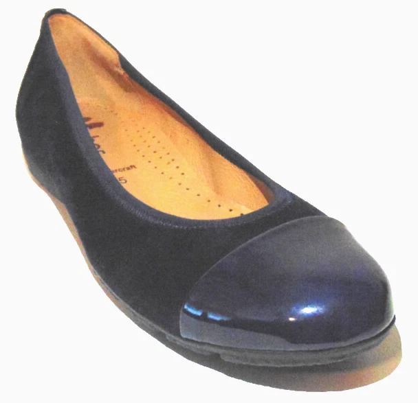 Gabor Hovercraft BLUE Leather Patent Toe Comfort Ballet Flats Womens Shoes~7.5 - Image 3 of 4