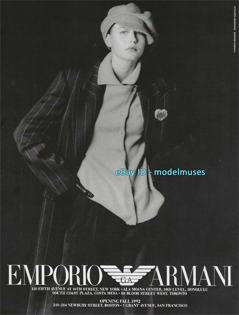 vintage EMPORIO ARMANI 1-Page Magazine PRINT AD 1992 ALDO FALLAI