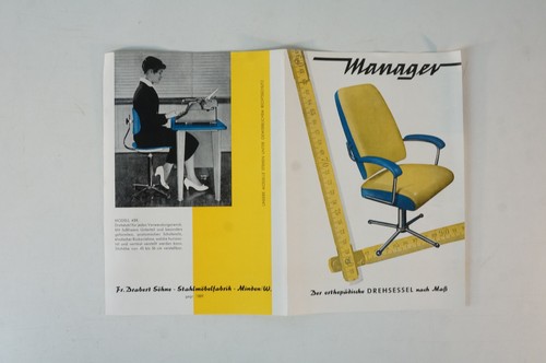 Manager orthopädische Drehsessel Bürostühle 60/70er Jahre Prospekt vintage B5262 - 第 4/4 張圖片
