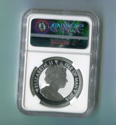 2016 ISLE OF MAN REVERSE PROOF ANGEL SILVER COIN PF70 NGC ER Blue