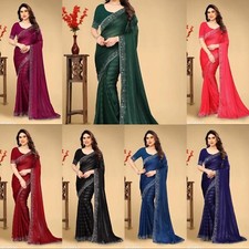 Women's Georgette Chiffon Saree with Running Blouse Piece